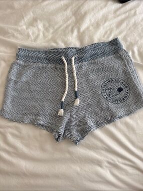 Ocean Drive Light Blue Marled Knit Drawstring Women's Athletic Shorts